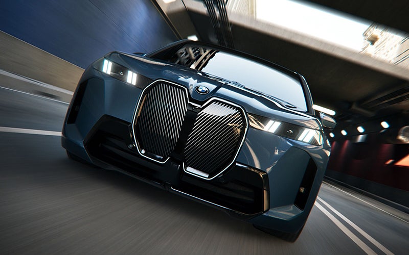 Close up of the BMW iX grille driving. | BMW of Tallahassee in Tallahassee FL